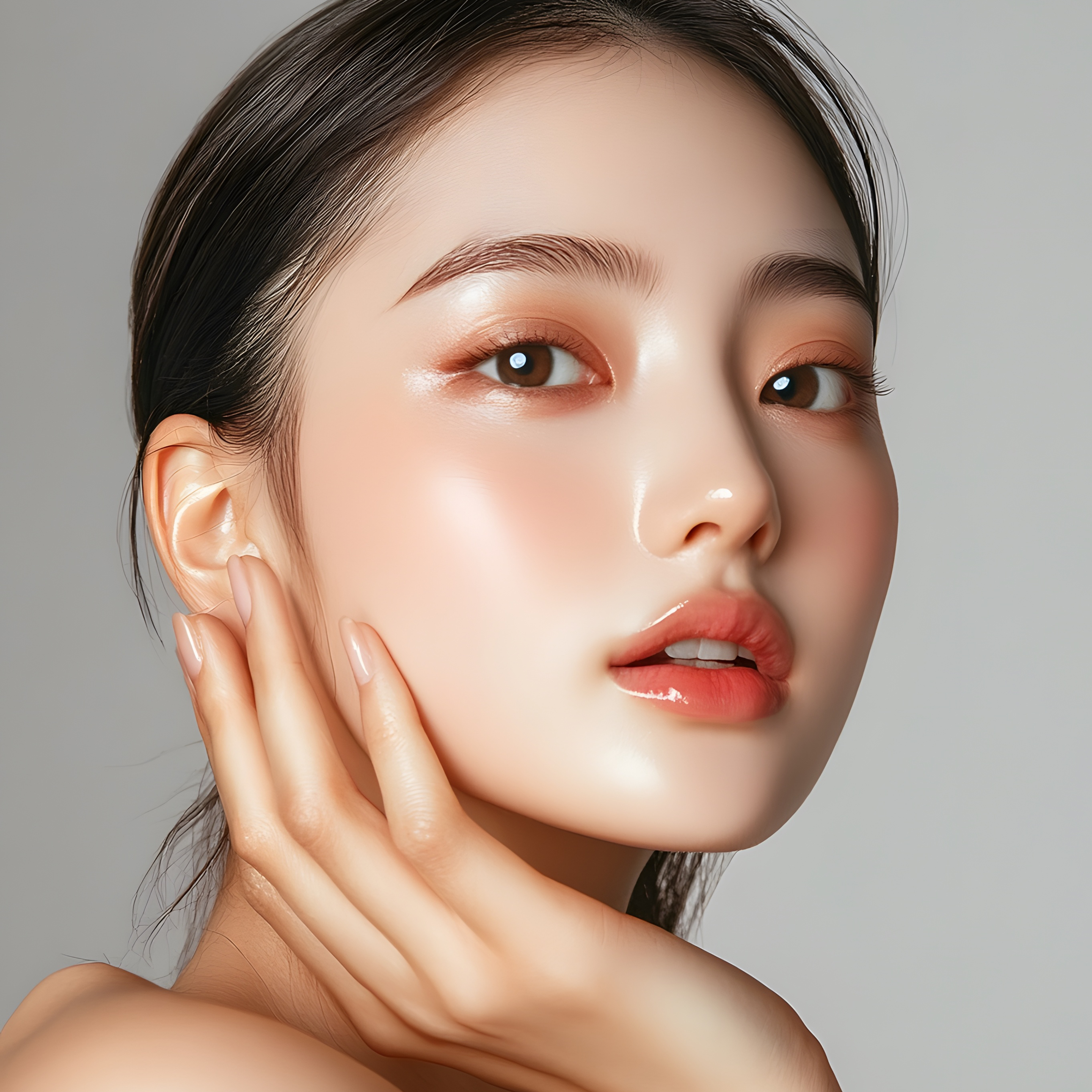 通过轮廓肉毒瘦脸针打造无创V脸的模特