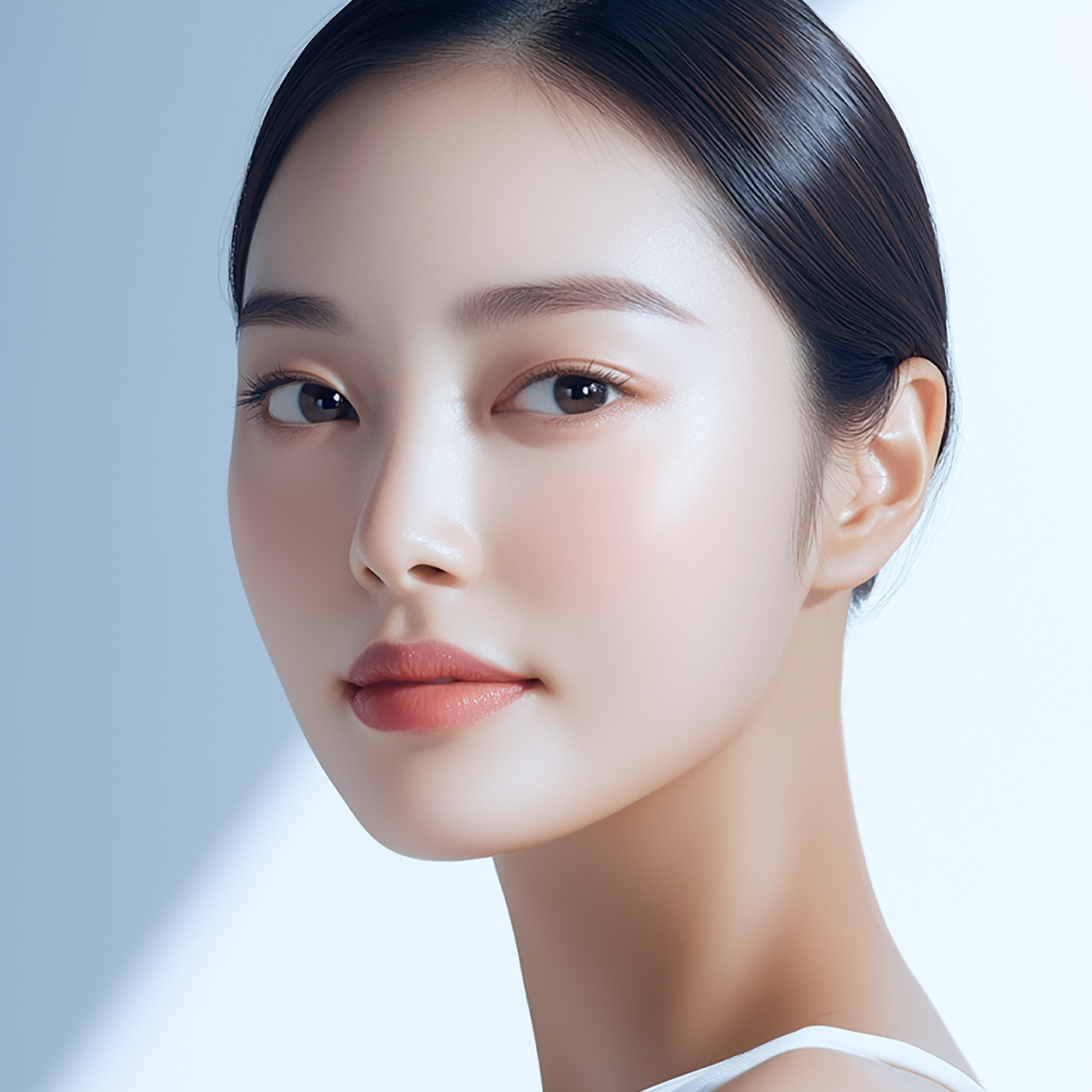 通过Secret激光(黄金微针)治疗缩小毛孔并清除面部痕迹的模特